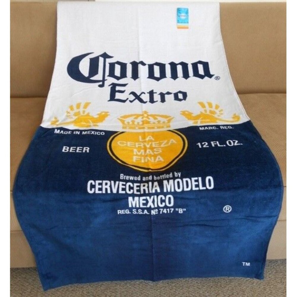 New Corona Extra Bottle Label Beer Beach Bath Pool Gift Towel Cerveza NWT Logo